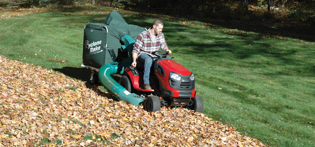 The Cyclone Rake Commander leaf collection system is like a huge leaf bagger
