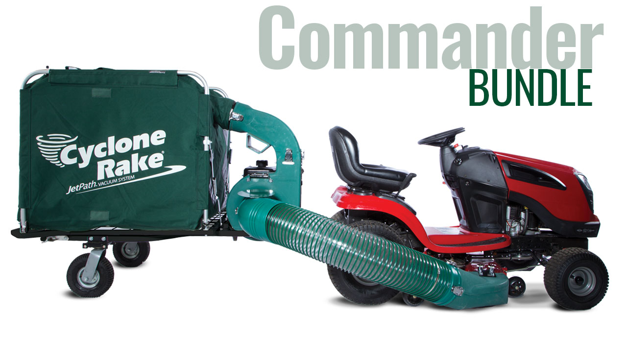 Cyclone Rake Commander with a mower deck adapter