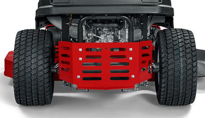 Rear of a newer zero-turn mower with limited steel structure