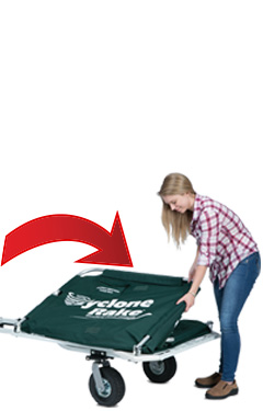 Step two a women folding down the collector bag.