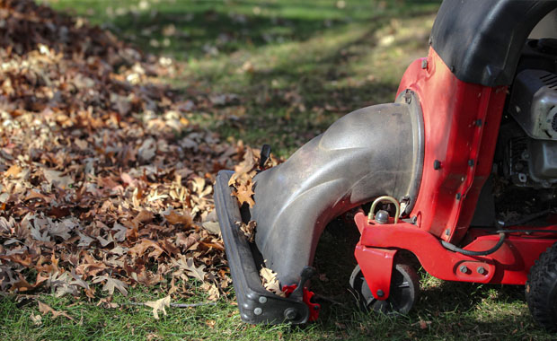 closeup of a walk-behind leaf vacuum