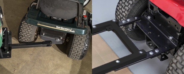 2 styles of hitch attachments for the cyclone rake