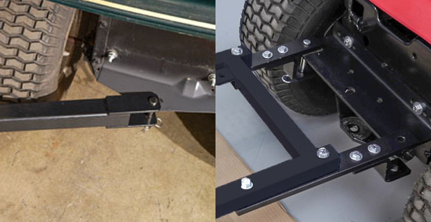 2 styles of hitch attachments for the cyclone rake