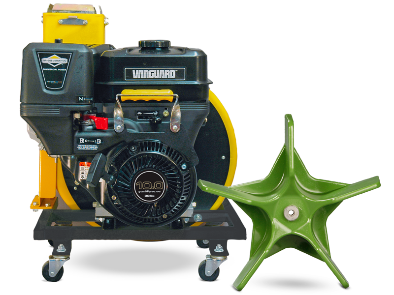 10 horsepower Vanguard 19L engine used on the XL with a 5-bade super-flow impeller.